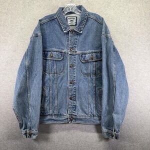 Lee Trucker Jacket Mens XL Blue Denim Collection Bomber Button Front 71075